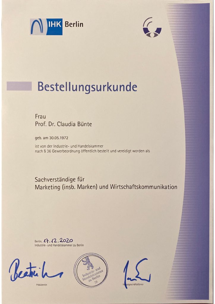 Ihre öbuv Sachverständigende für Marketing, Marke, Werbung